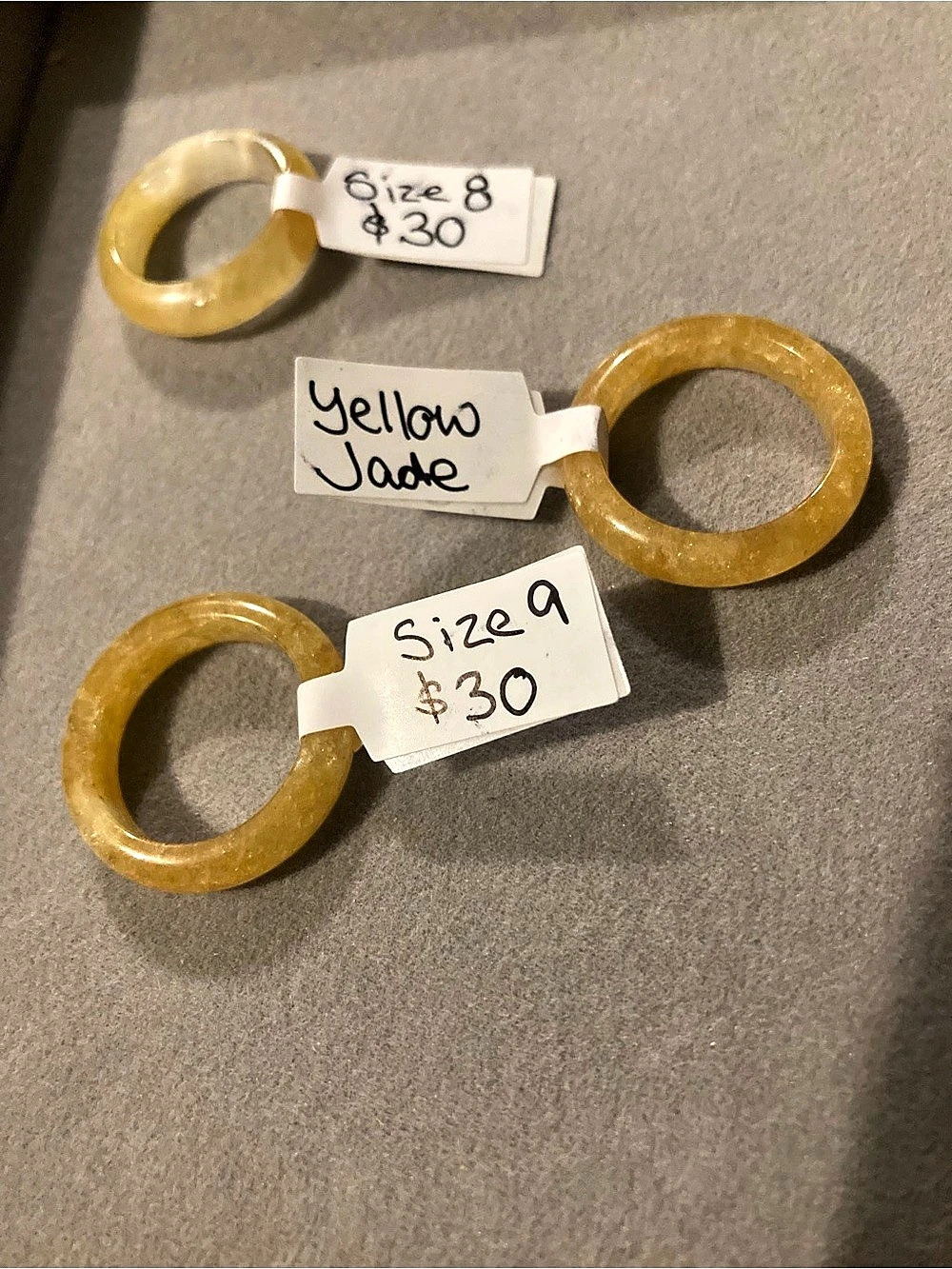 Yellow Jade Rings Sizes 8 & 9